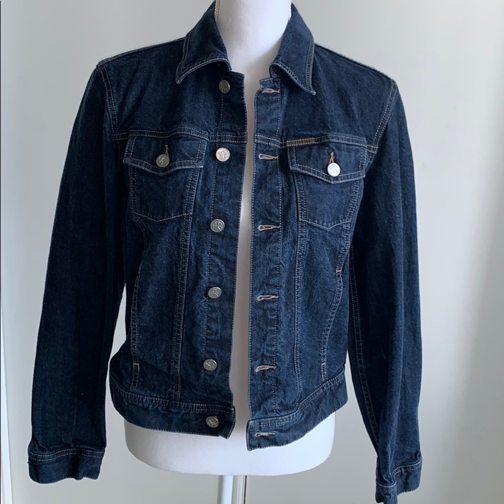 Calvin Klein darker wash blue jean jacket